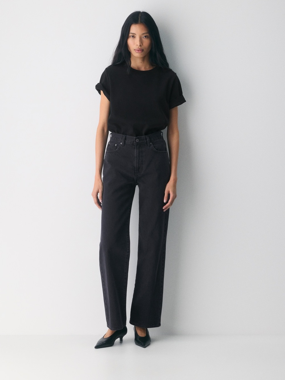 Denim Forum Black Straight-Leg Jeans